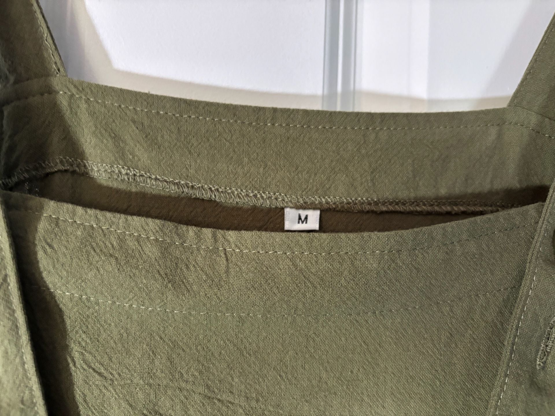 Olive Green Linen-Blend Overalls Wide Leg Cottagecore NWT M 8