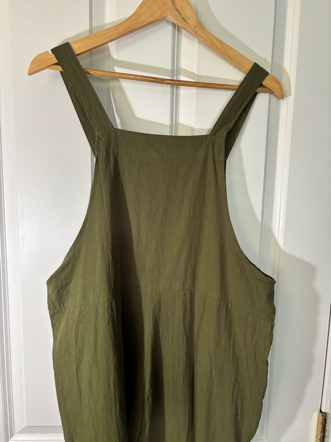 Olive Green Linen-Blend Overalls Wide Leg Cottagecore NWT M 9