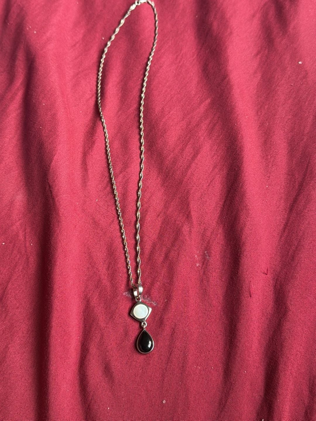 Milor 925 Sterling Silver Mother of Pearl Black Onyx Pendant Necklace 3
