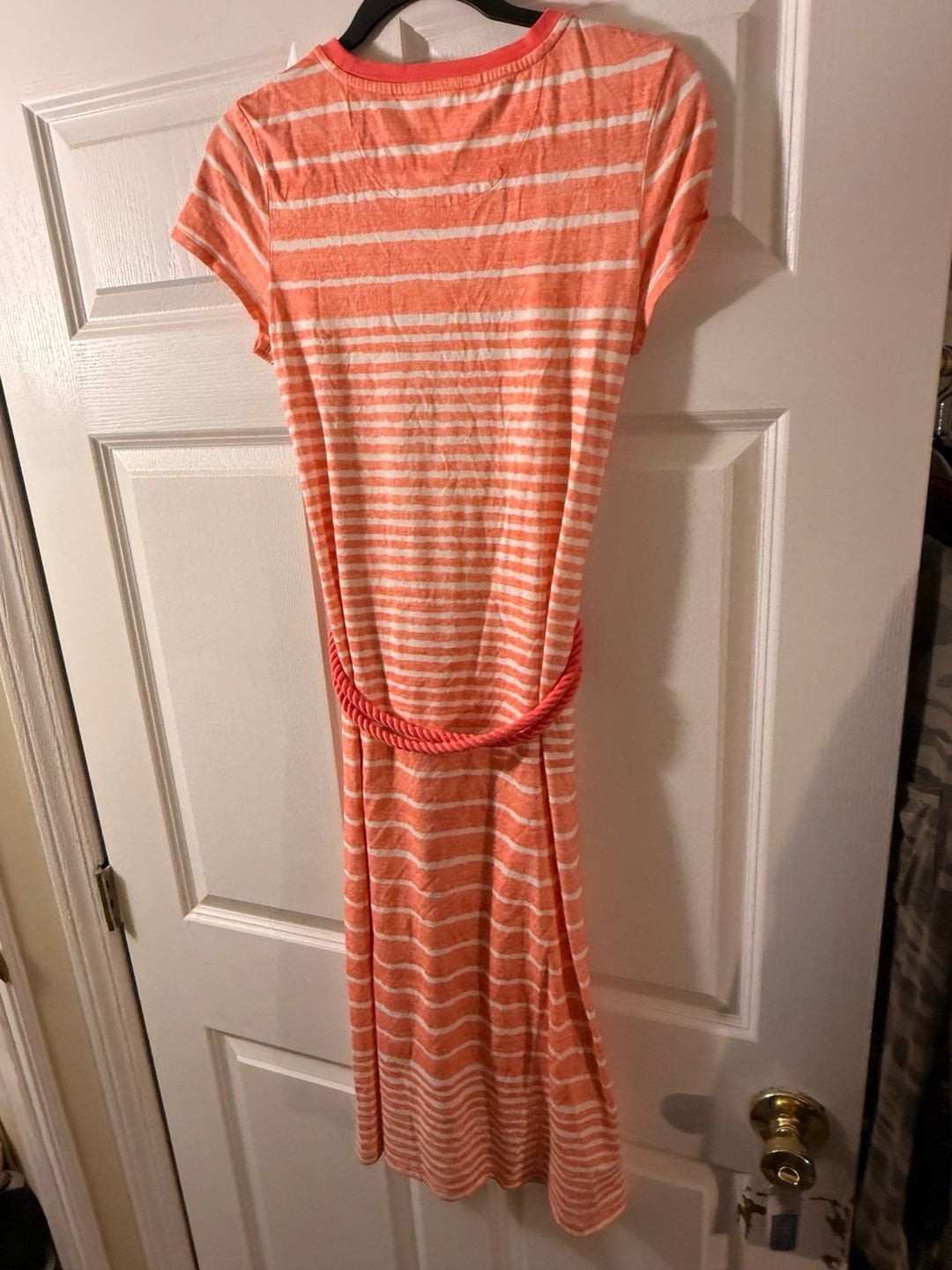 Tommy Bahama Striped Dress Size XS/TP Orange White Cotton Belted 7