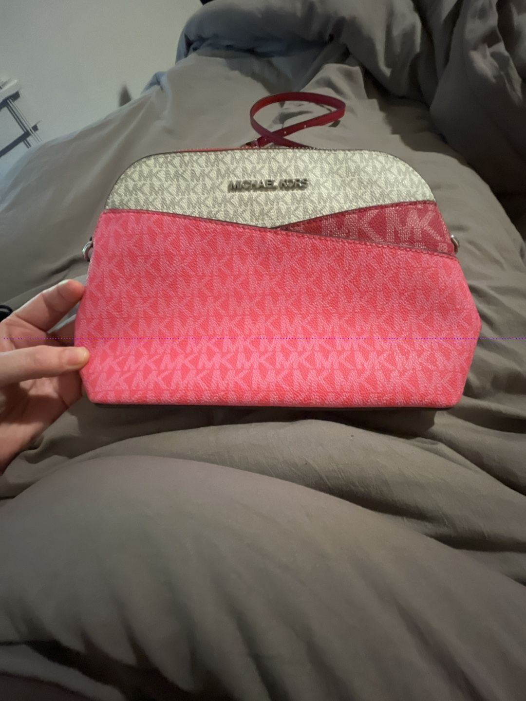 Michael Kors Jet Set Medium Dome Crossbody Bag Pink Logo 2