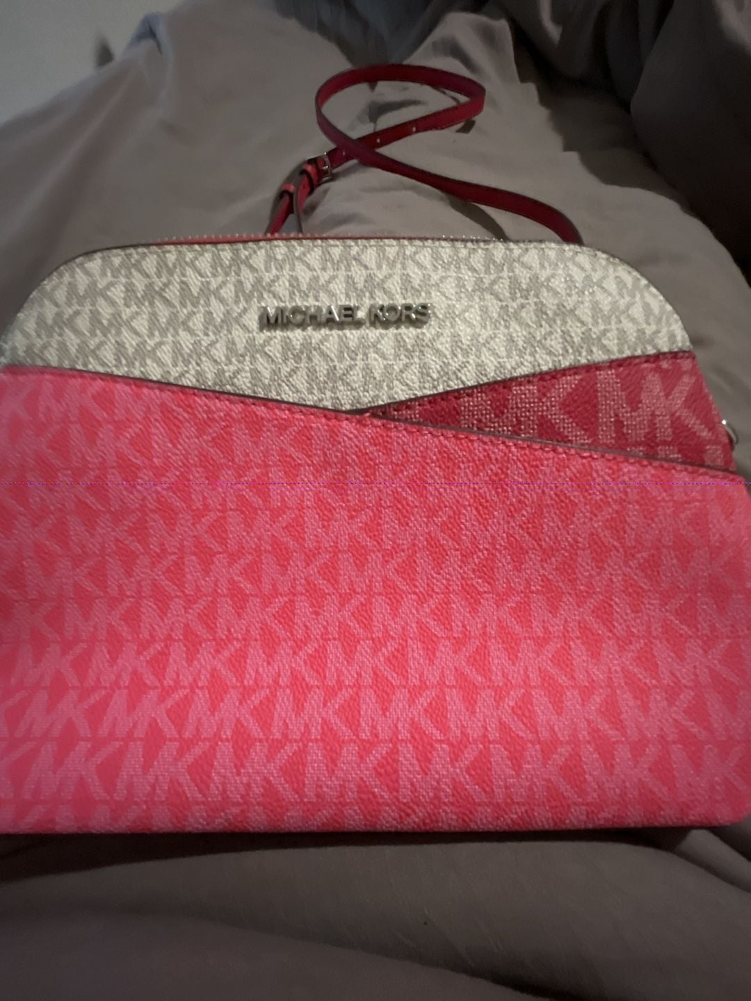 Michael Kors Jet Set Medium Dome Crossbody Bag Pink Logo 3