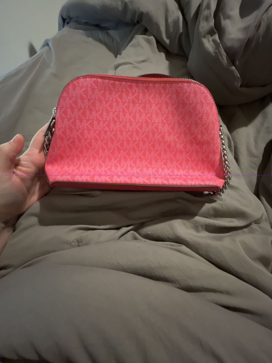 Michael Kors Jet Set Medium Dome Crossbody Bag Pink Logo 7