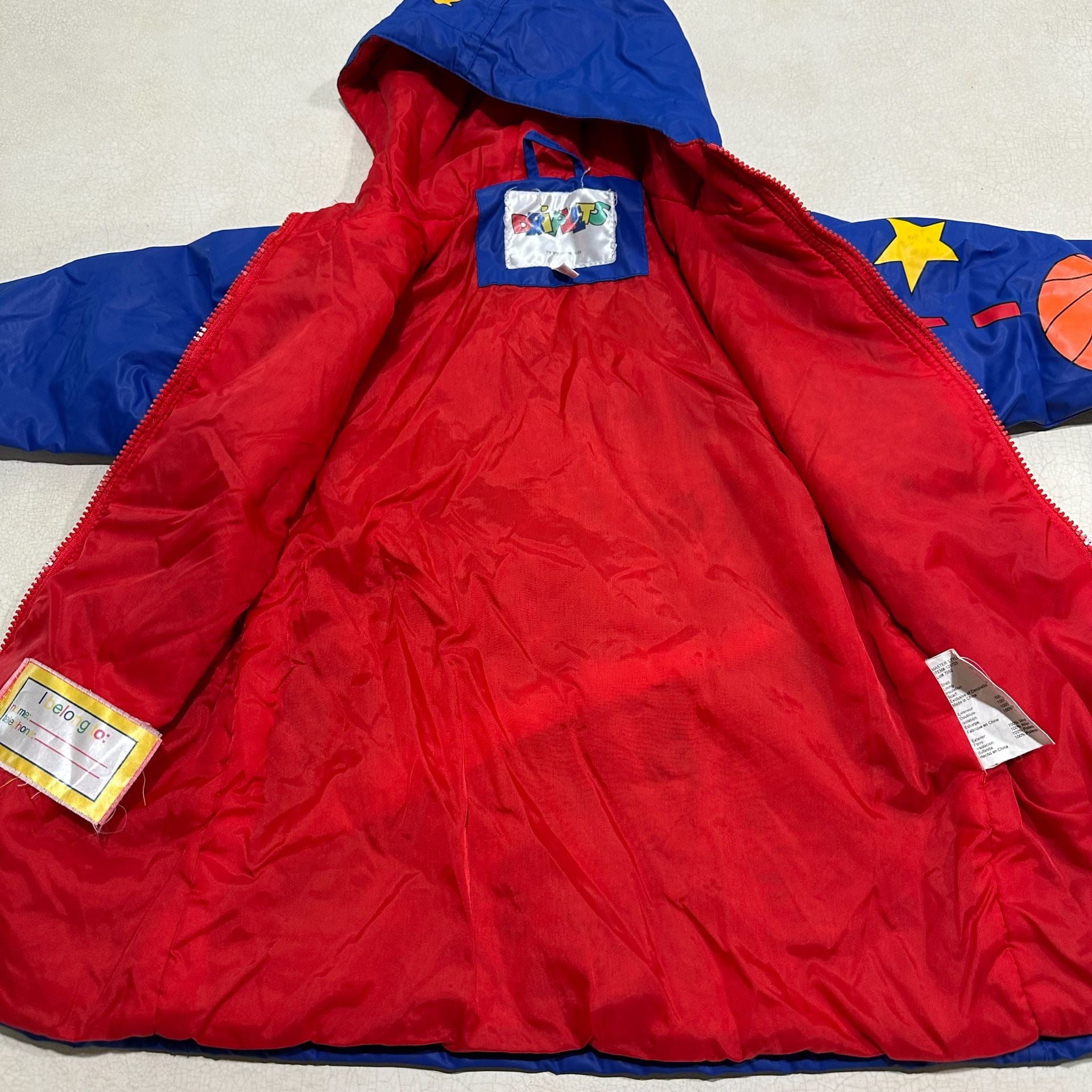 Wippette Kids Sports Print Hooded Rain Jacket Size 3T Blue Red 8
