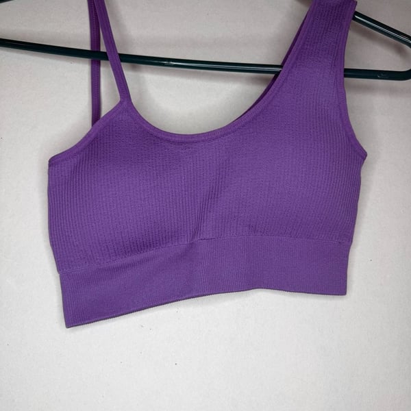 NVGTN Sports Bra Size XS Purple Ribbed One-Shoulder