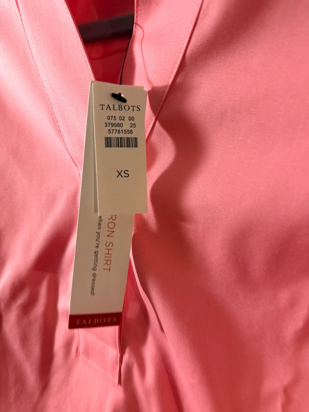 Talbots Non-Iron Popover Shirt Size XS Pink Cotton Long Sleeve Blouse NWT 3