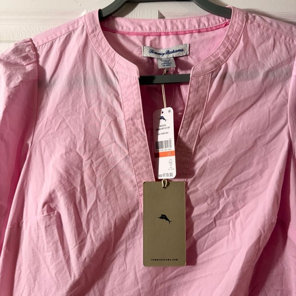 Tommy Bahama Oceana Puff S/S Top Size XS Pink Blouse