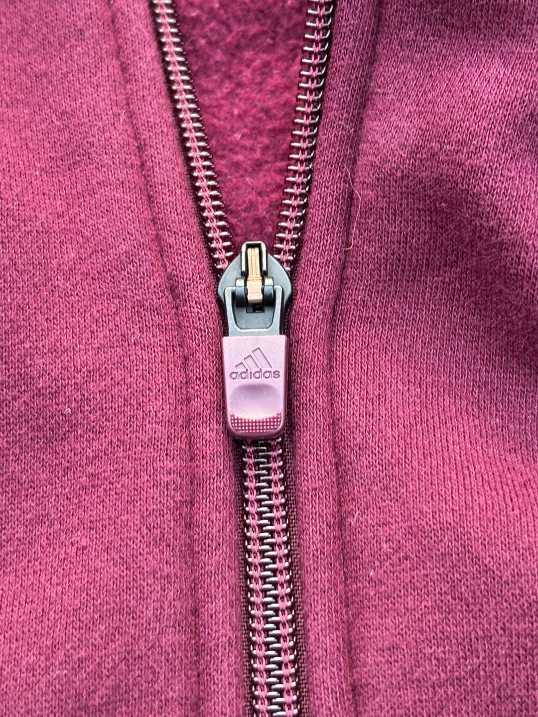 Adidas Full-Zip Hoodie Maroon Burgundy 3-Stripes 7