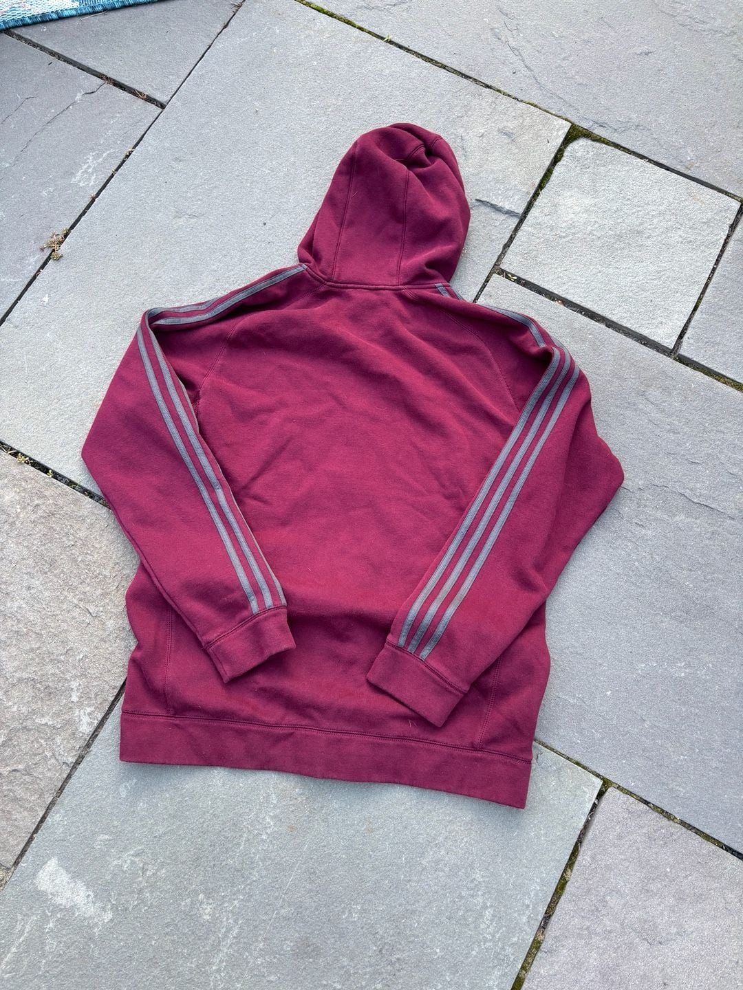 Adidas Full-Zip Hoodie Maroon Burgundy 3-Stripes 8