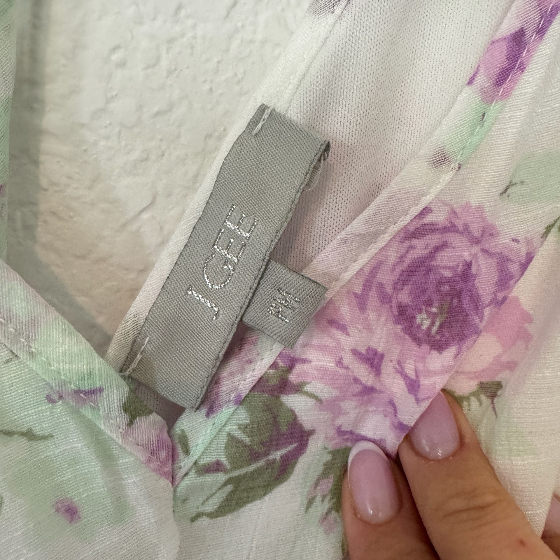 JIGEE Floral Dress PM White Purple Tiered Maxi Puff Sleeve 4