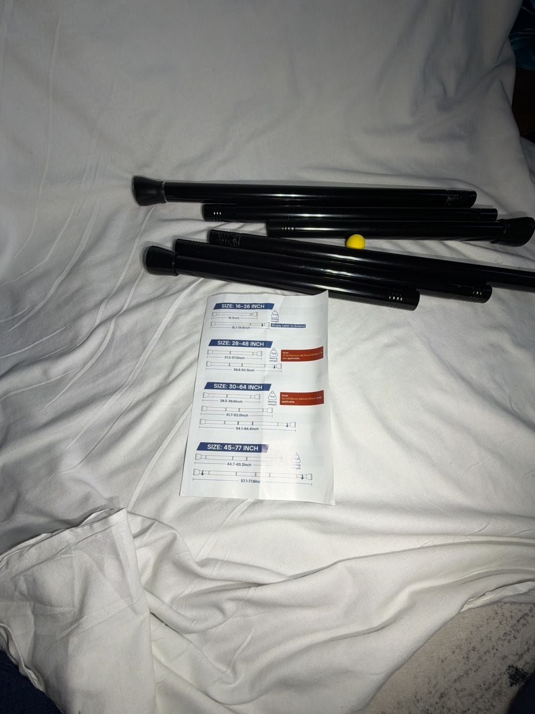 Black Spring Tension Curtain Rods Set 28-48 Inch 2