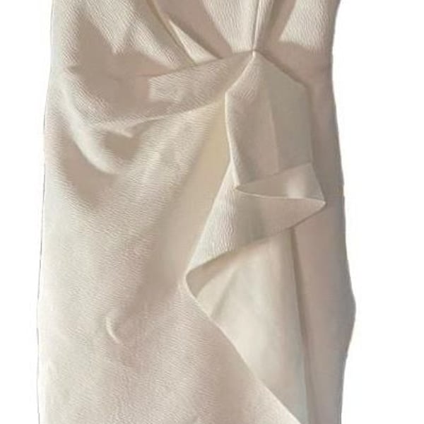 Selfie Leslie White Midi Dress Size M Asymmetrical Ruffle New With Tags