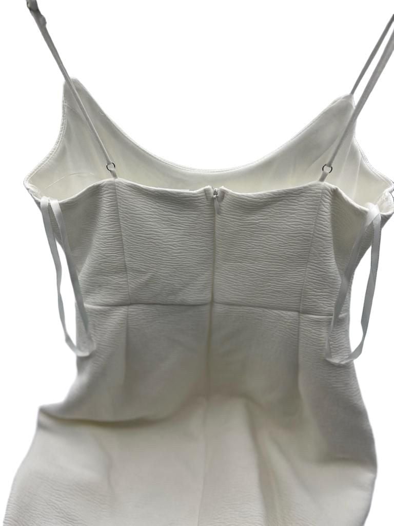 Selfie Leslie White Midi Dress Size M Asymmetrical Ruffle New With Tags 7