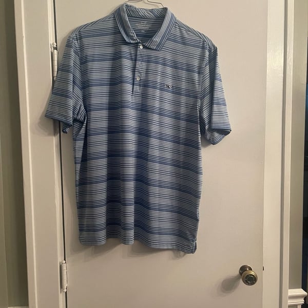 Vineyard Vines Performance Polo Size XXL Blue Striped Golf Shirt