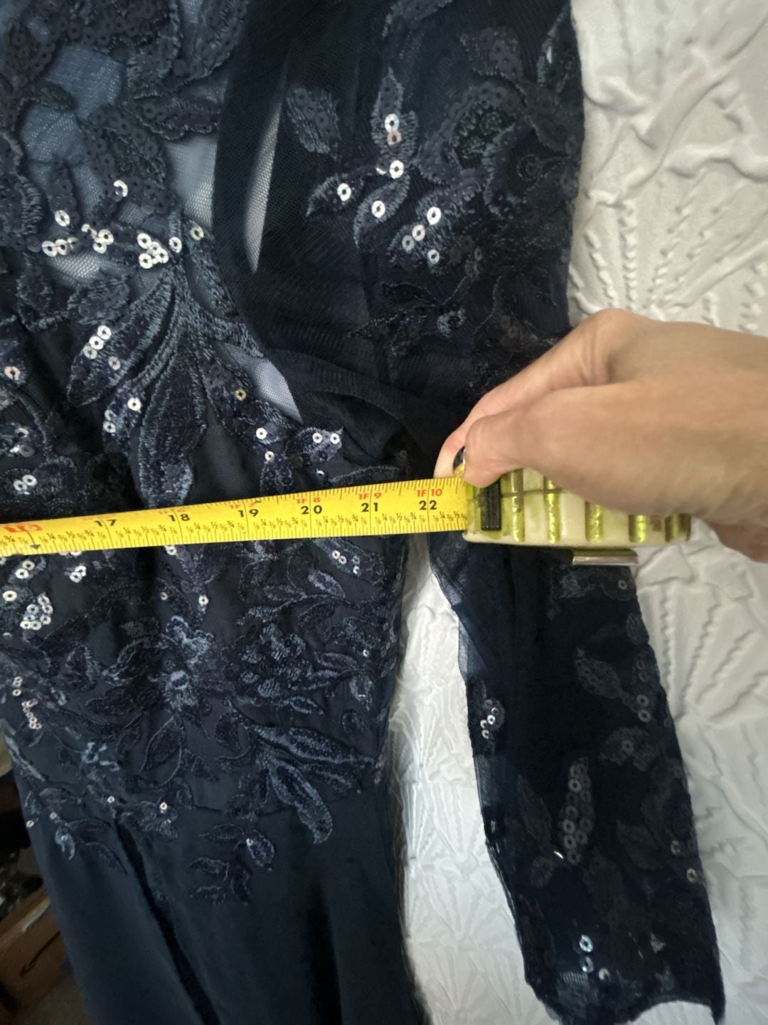 No brand Evening Dress Size 12 Navy Blue Lace Sequin Chiffon 4