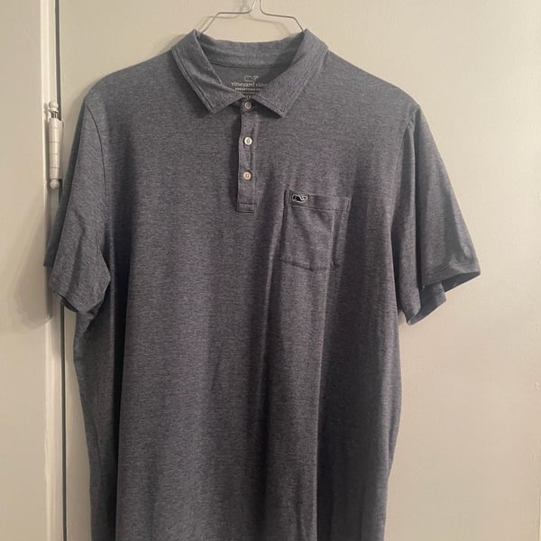Vineyard Vines Edgartown Polo Size XXL Blue Heather Pocket Pima Cotton