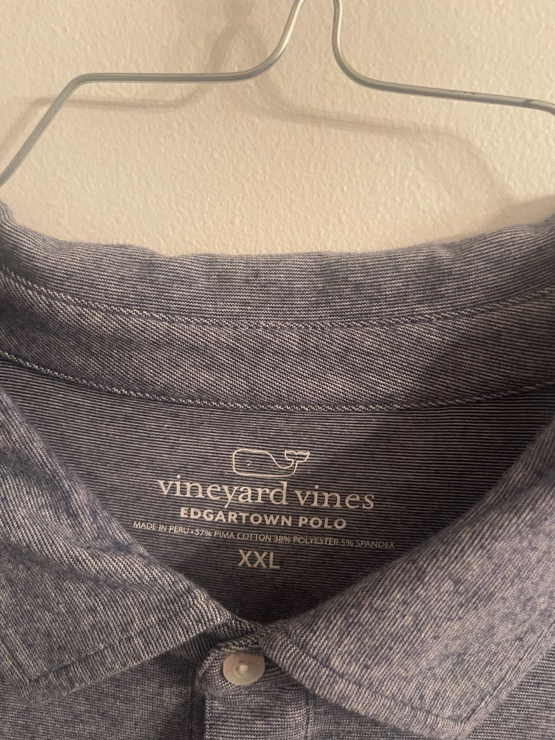 Vineyard Vines Edgartown Polo Size XXL Blue Heather Pocket Pima Cotton 4