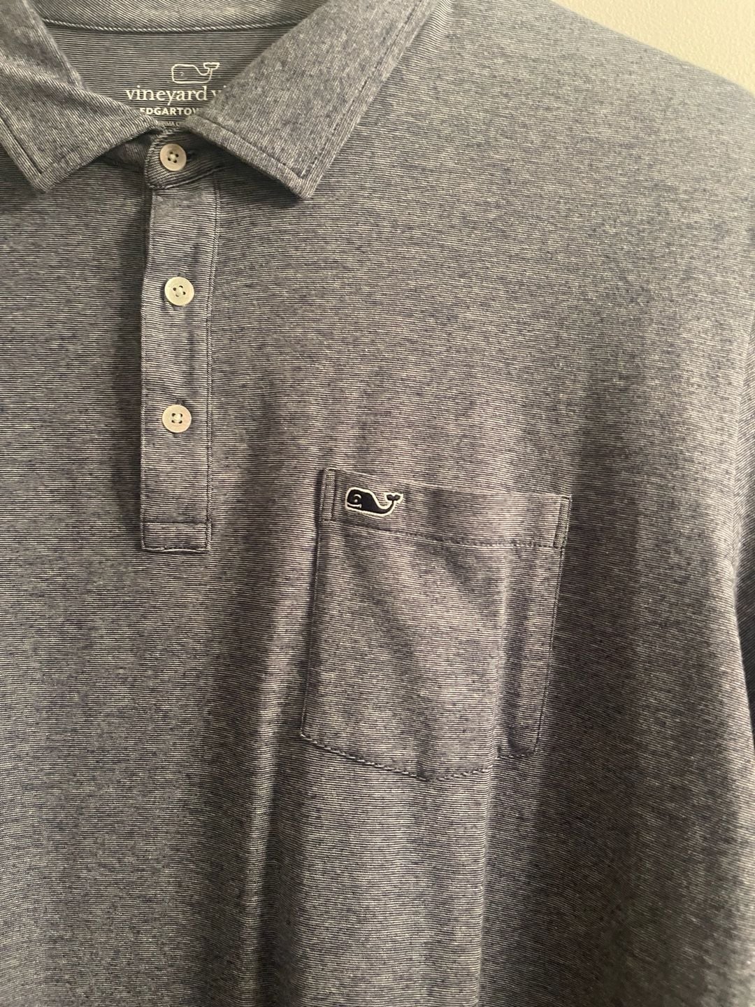 vineyard vines Edgartown Polo Size XXL Gray Pocket Pima Cotton Blend 3