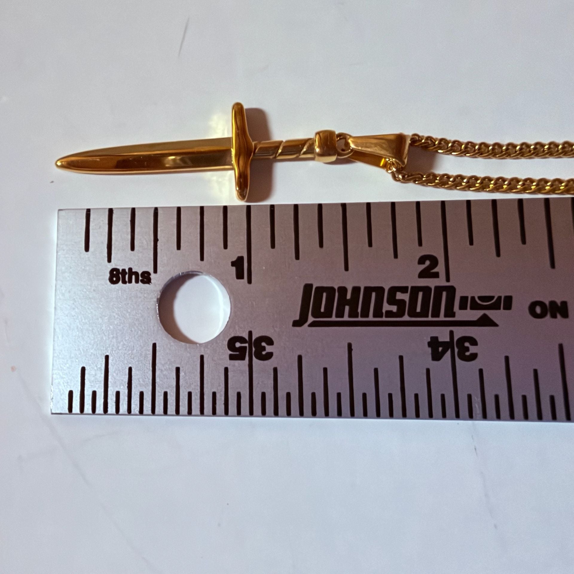 Reign Chains Dagger Pendant Necklace 18K Gold Plated Stainless Steel 20” 9