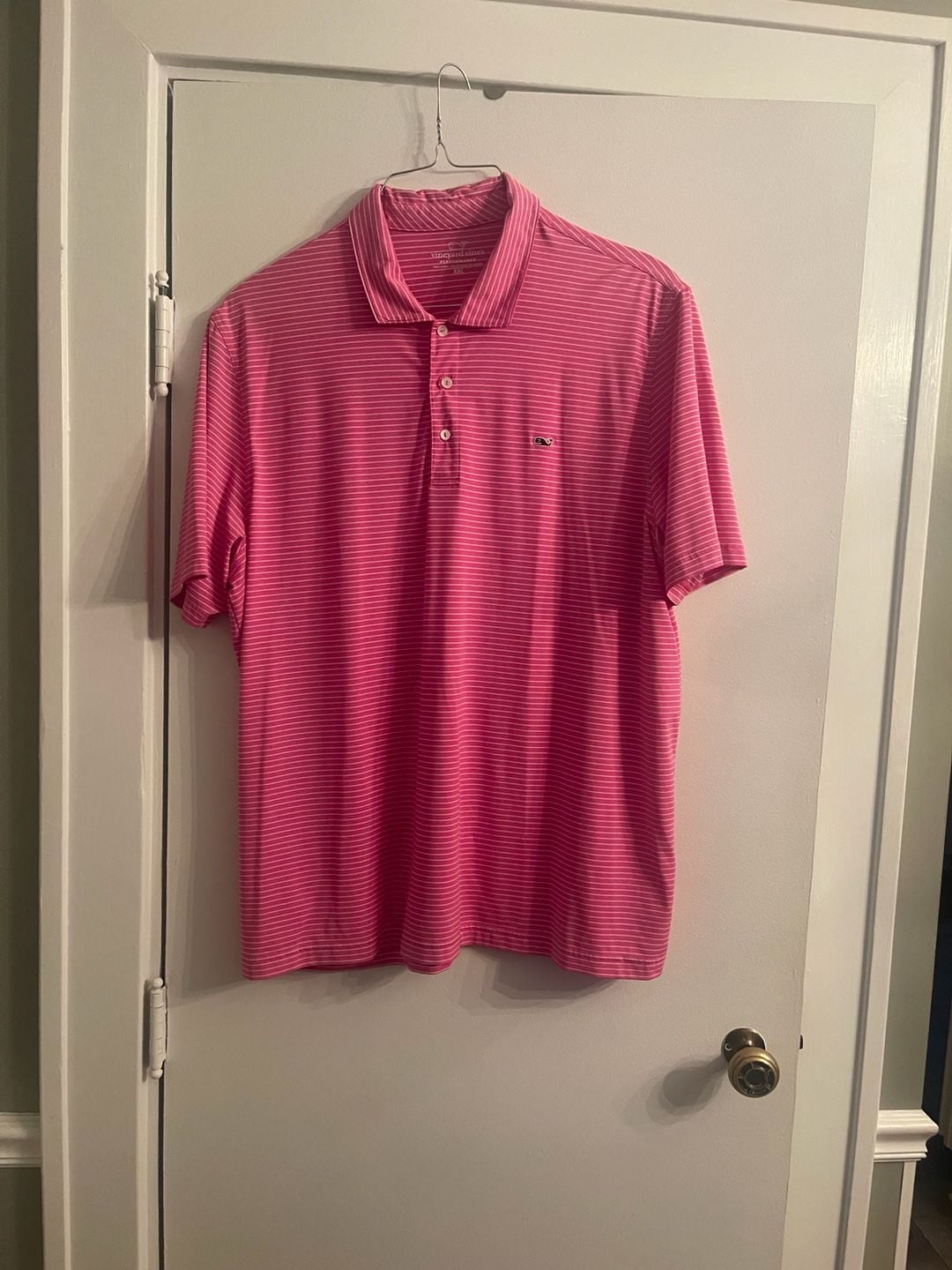 Vineyard Vines Performance Polo Size XXL Pink White Striped Golf Shirt 2