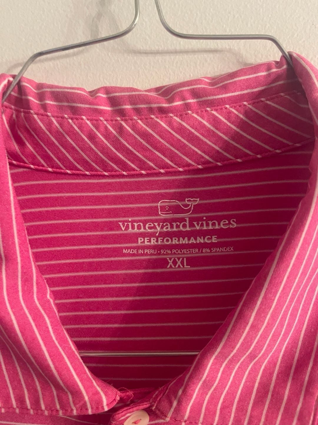 Vineyard Vines Performance Polo Size XXL Pink White Striped Golf Shirt 4