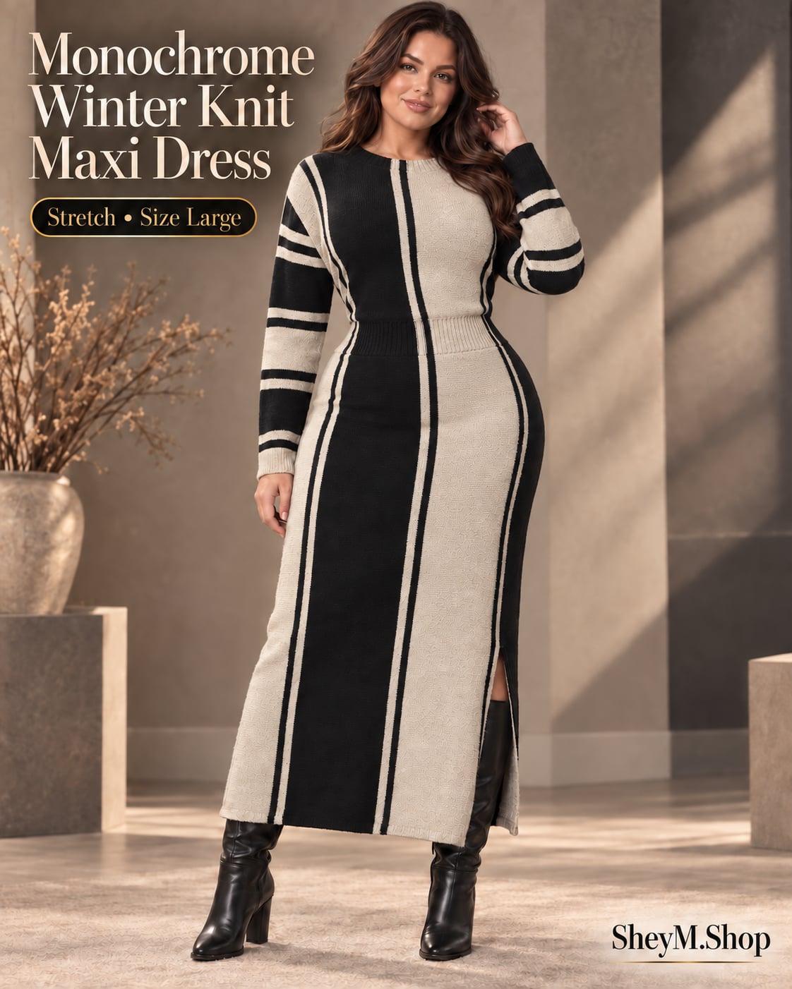 Winter Knit Maxi Dress Size Large 2