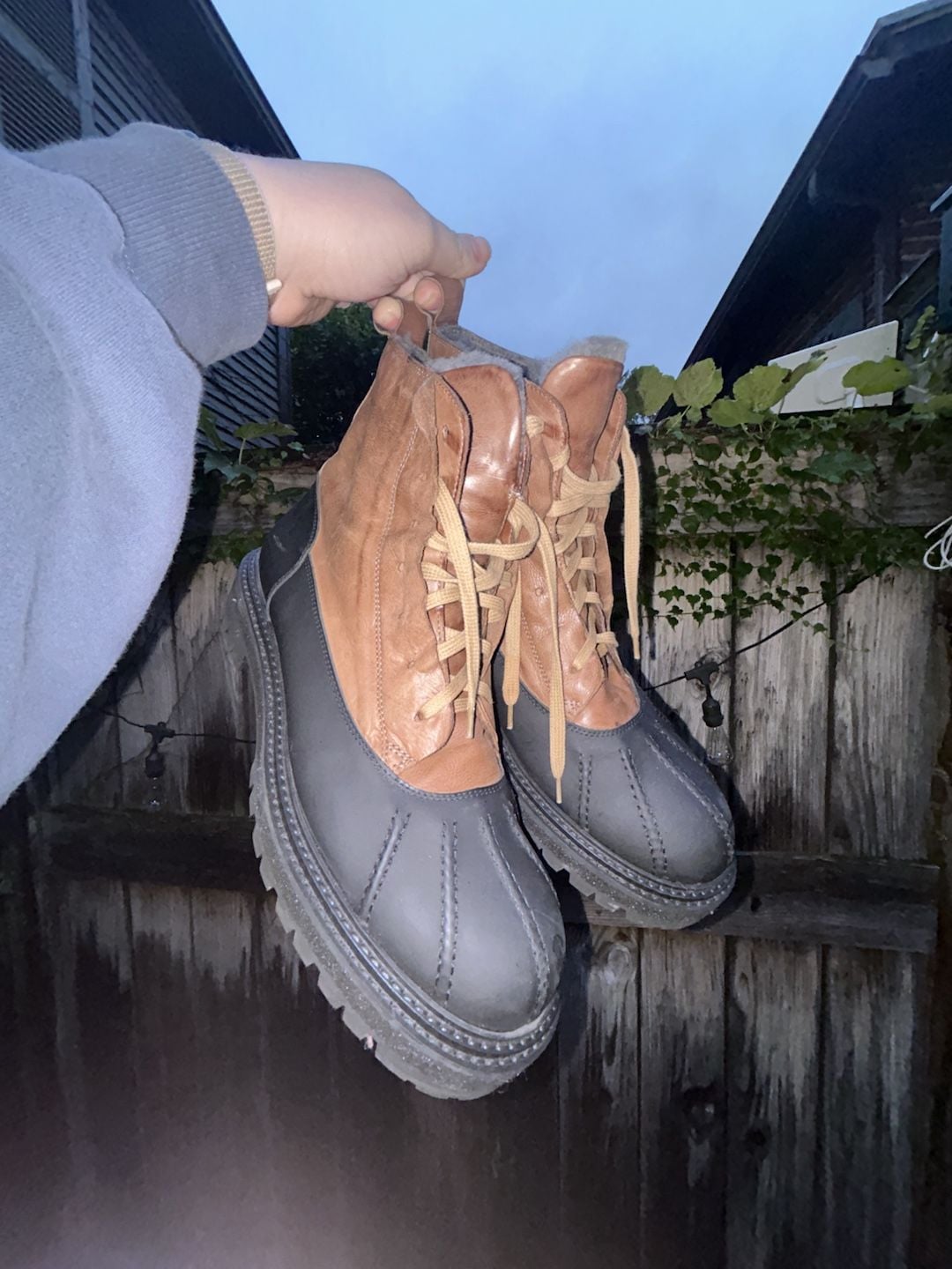 Harkcraft Leather Duck Boots Shearling Lined Mens Size 10.5/11 2
