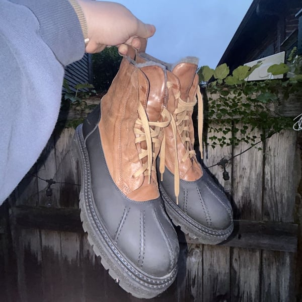 Harkcraft Leather Duck Boots Shearling Lined Mens Size 10.5/11