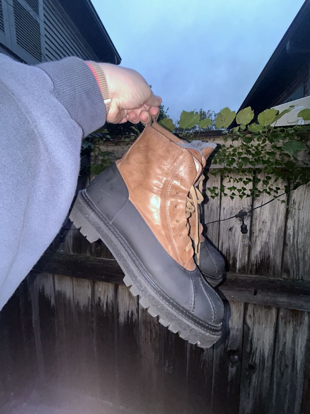 Harkcraft Leather Duck Boots Shearling Lined Mens Size 10.5/11 3