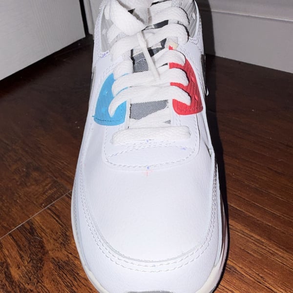 Nike Air Max 90 LTR (GS) White/Iron Grey/Chlorine Blue/ Red CD6864-108 Size 5.5Y