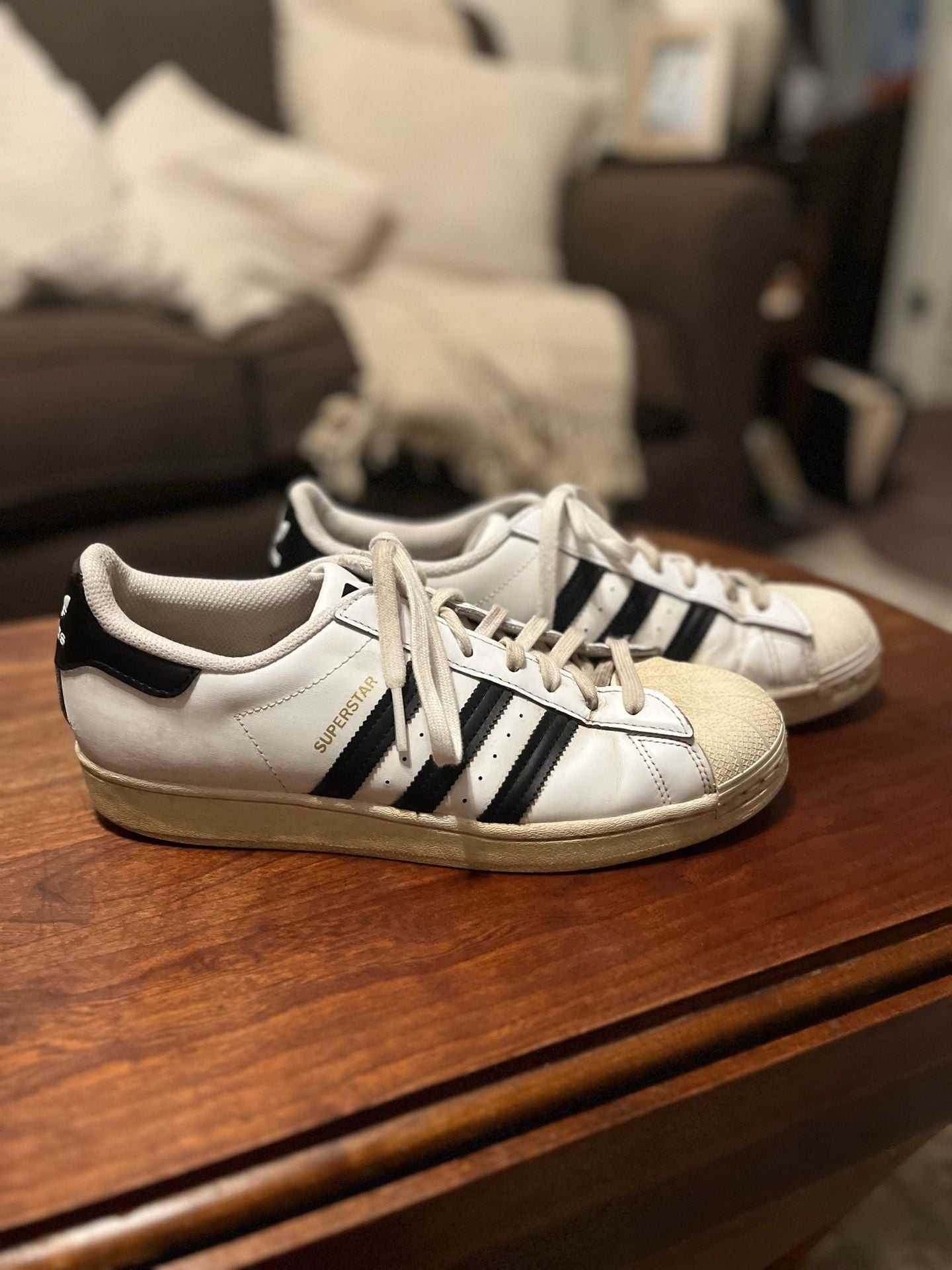 Adidas Superstar White Black Sneakers Size 12 2