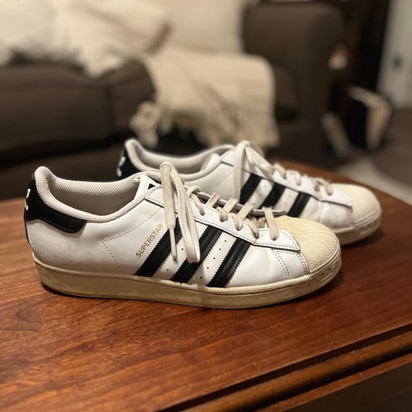 Adidas Superstar White Black Sneakers Size 12