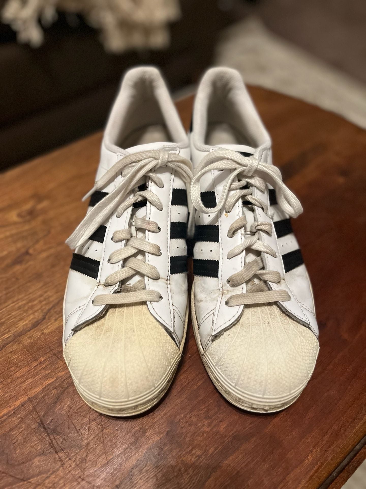 Adidas Superstar White Black Sneakers Size 12 3