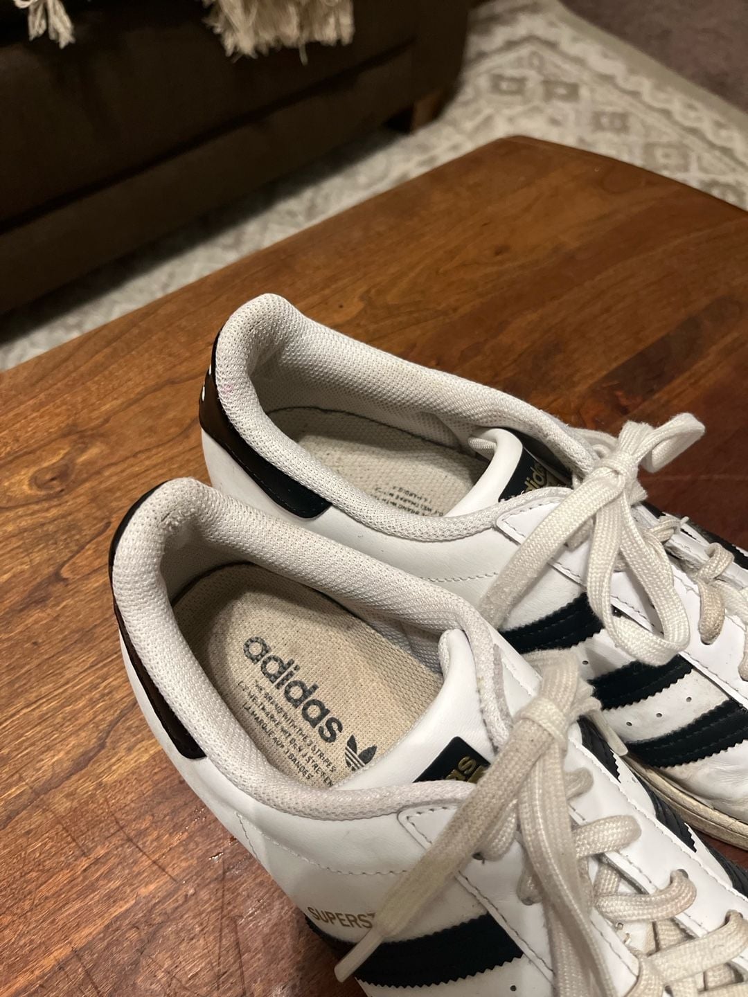 Adidas Superstar White Black Sneakers Size 12 6