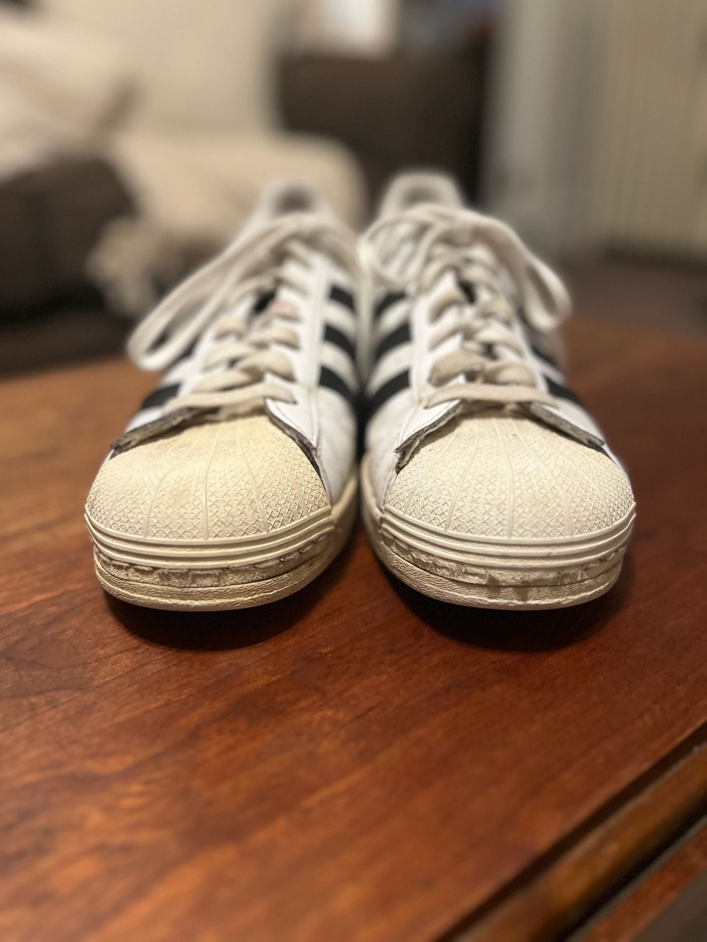 Adidas Superstar White Black Sneakers Size 12 9