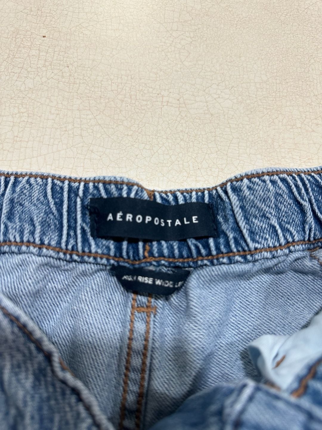 Aeropostale High Rise Wide Leg Cargo Jeans Size XS Reg Light Wash Denim 4