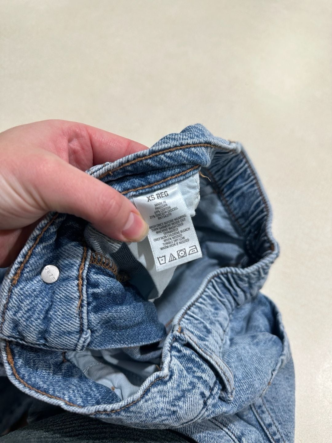 Aeropostale High Rise Wide Leg Cargo Jeans Size XS Reg Light Wash Denim 5