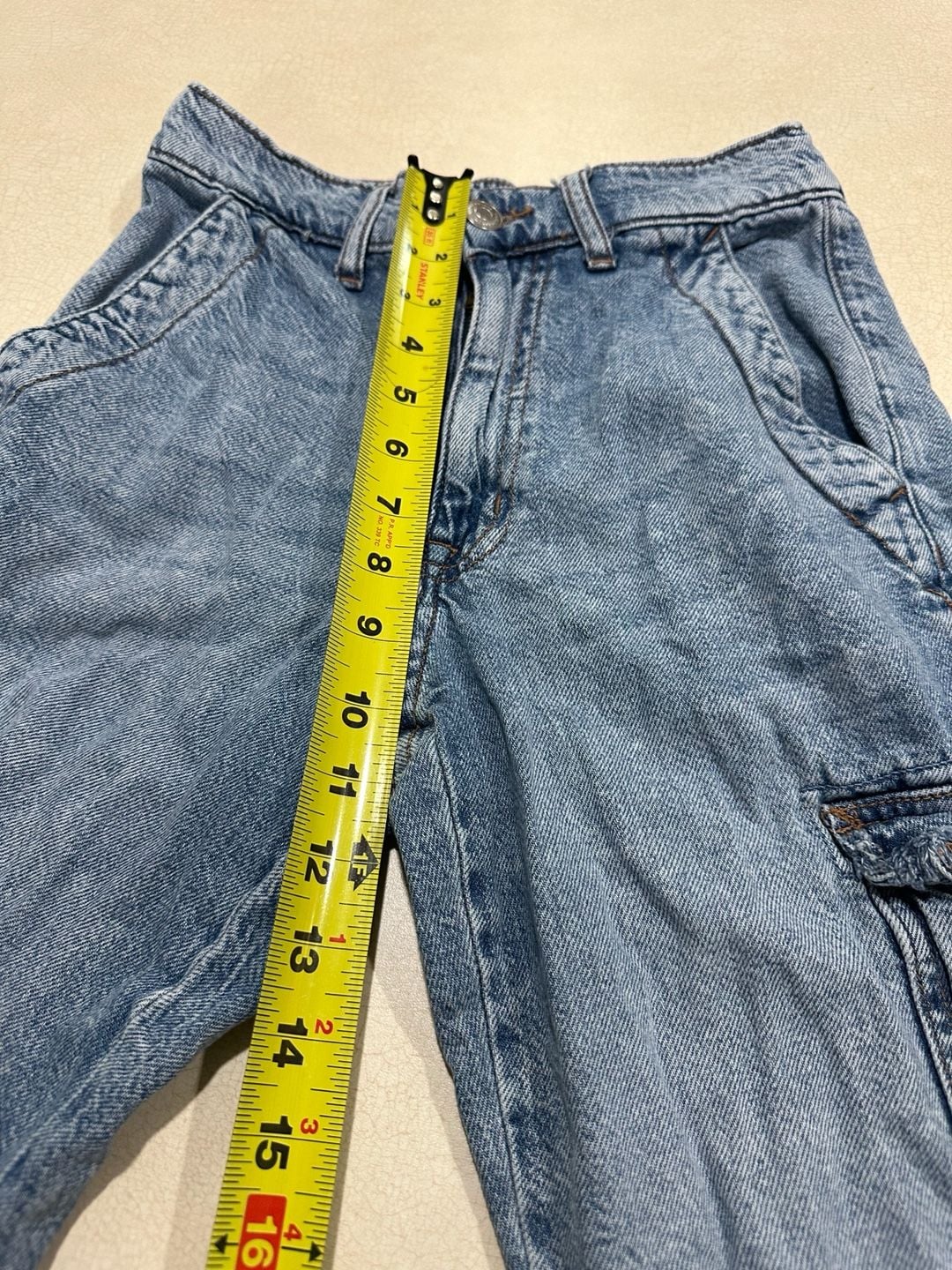 Aeropostale High Rise Wide Leg Cargo Jeans Size XS Reg Light Wash Denim 6