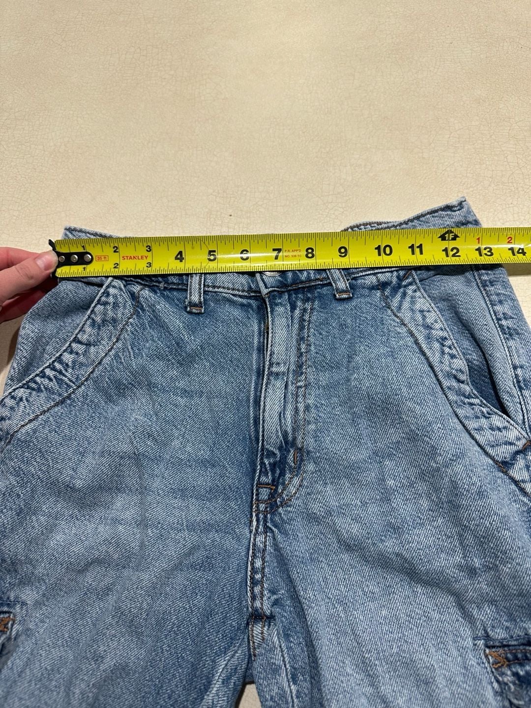 Aeropostale High Rise Wide Leg Cargo Jeans Size XS Reg Light Wash Denim 7