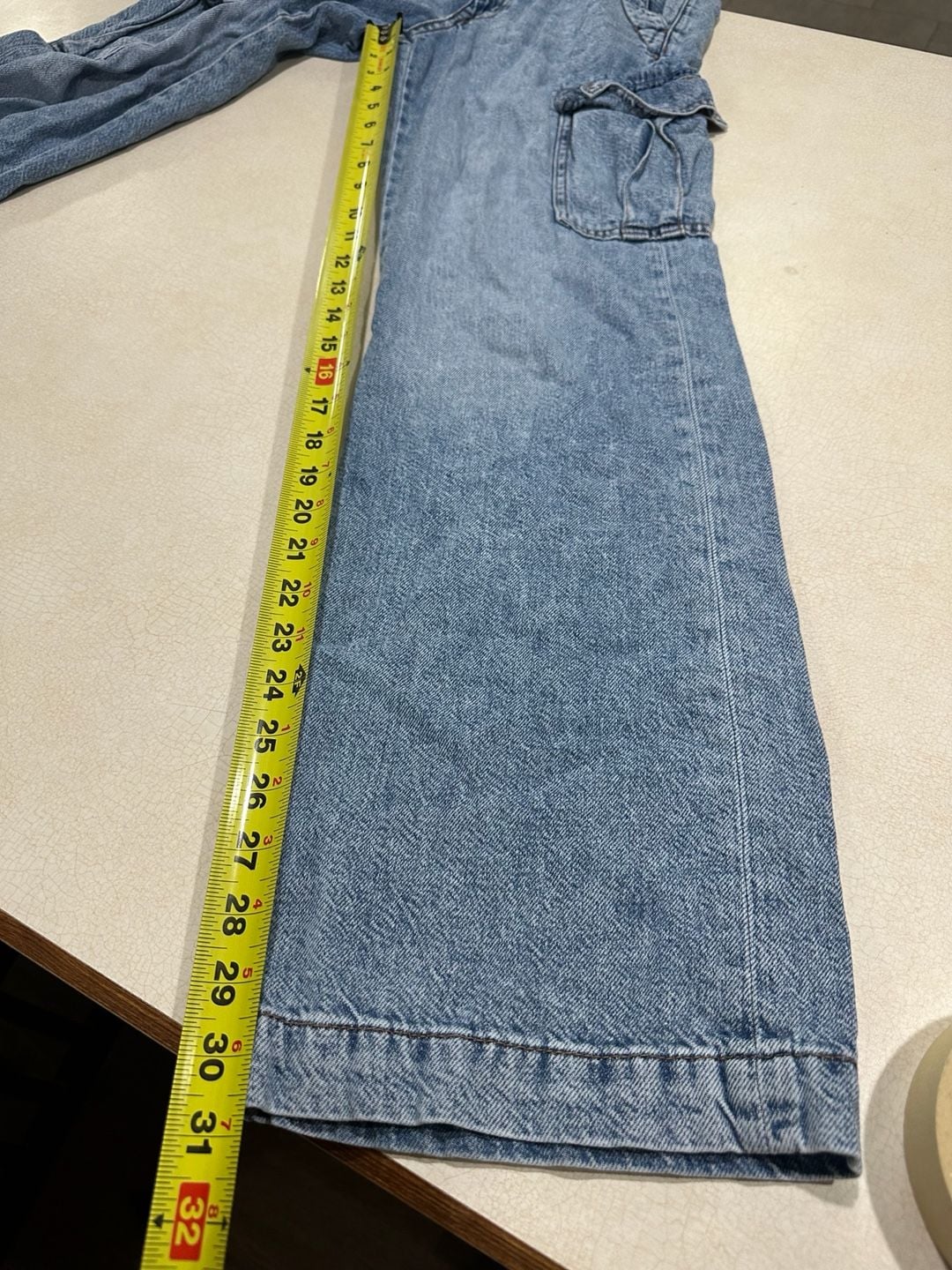 Aeropostale High Rise Wide Leg Cargo Jeans Size XS Reg Light Wash Denim 8