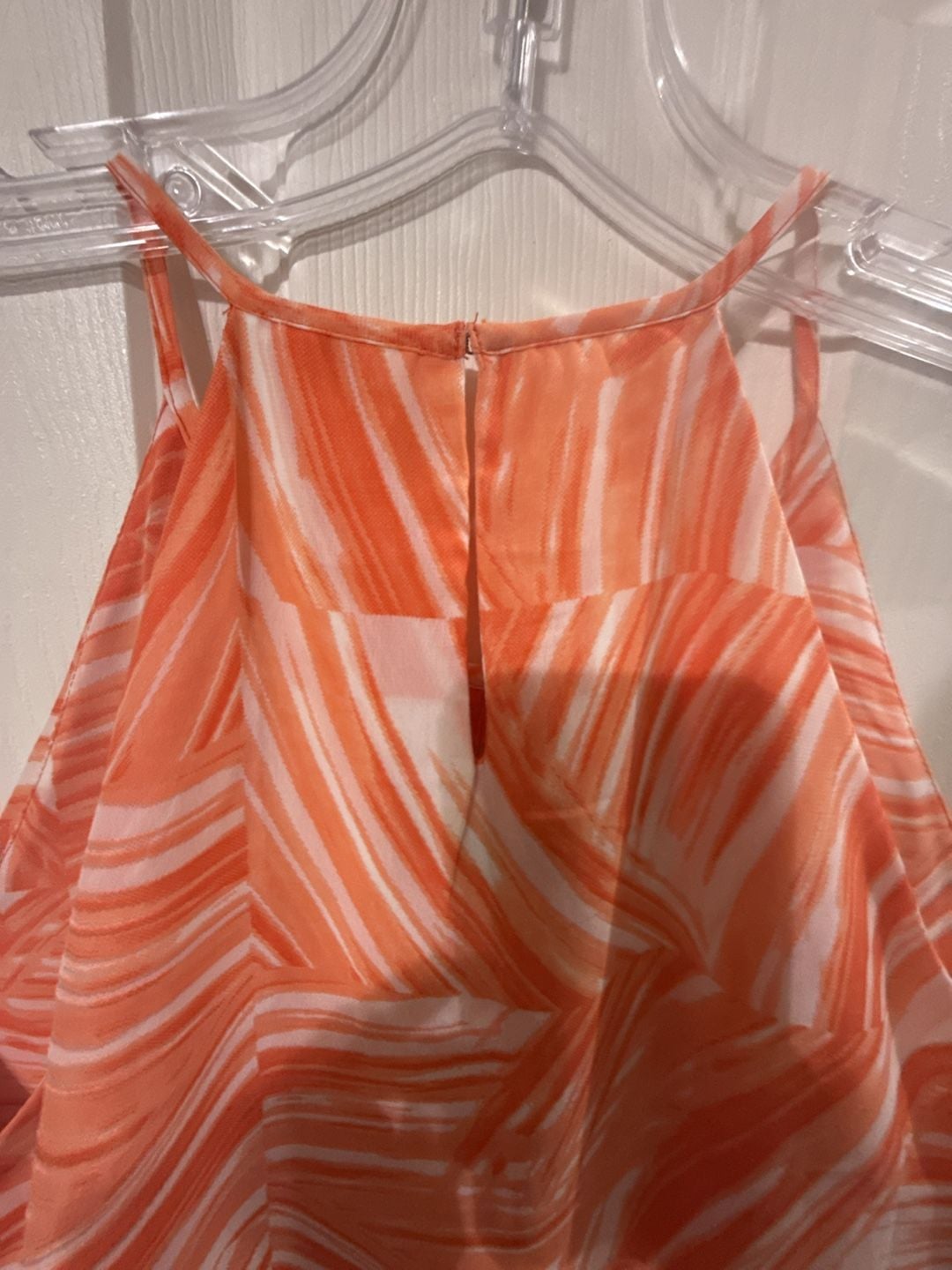 Banana Republic Halter Top Size PM Orange White Printed Sleeveless Blouse 8