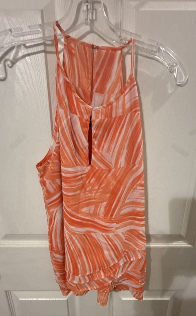 Banana Republic Halter Top Size PM Orange White Printed Sleeveless Blouse 3