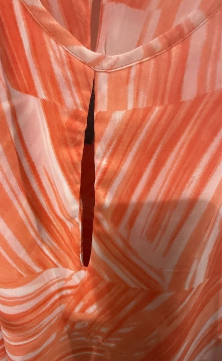 Banana Republic Halter Top Size PM Orange White Printed Sleeveless Blouse 4