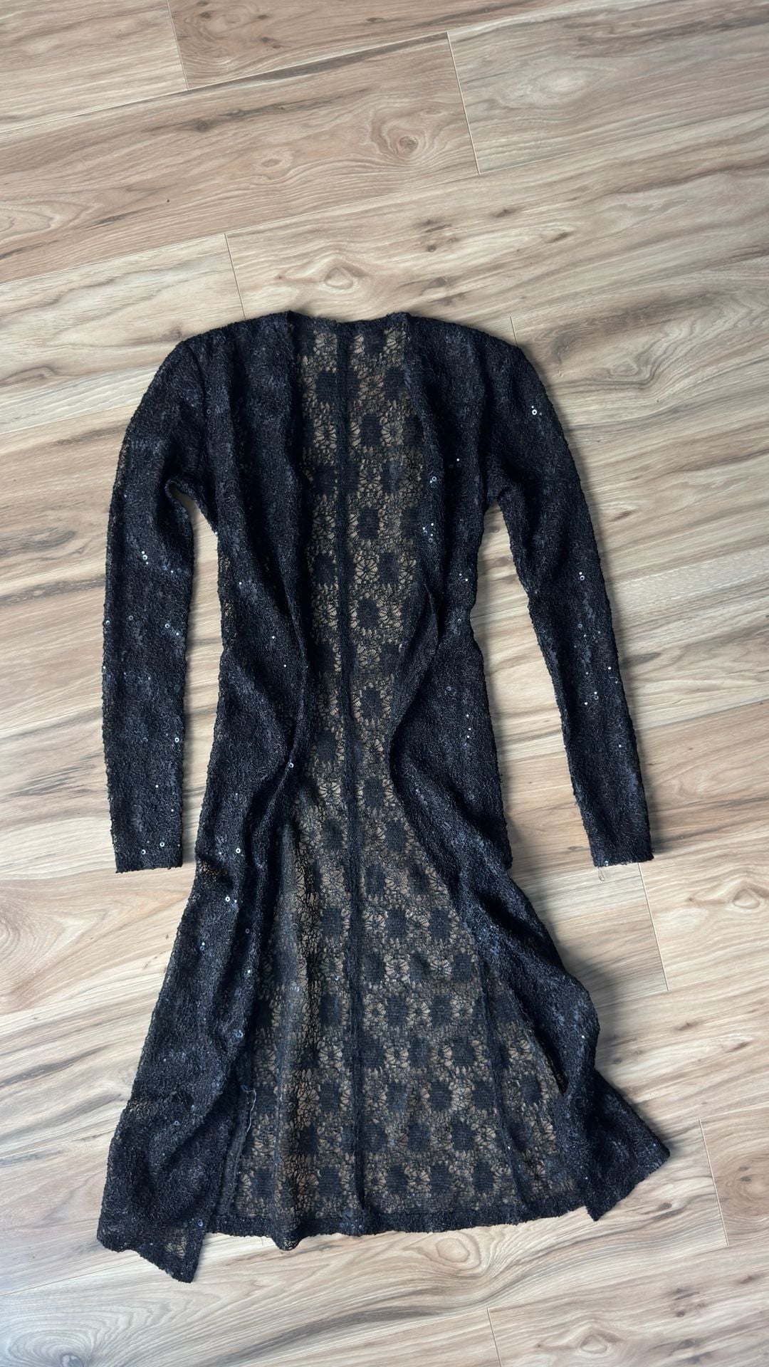 Duster Cardigan Black Lace Sequin XS/S 2
