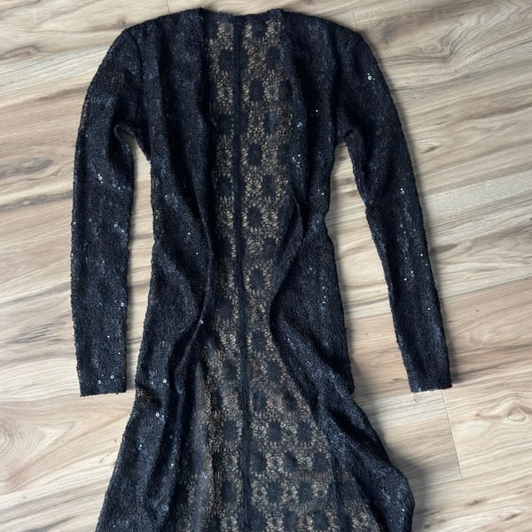 Duster Cardigan Black Lace Sequin XS/S