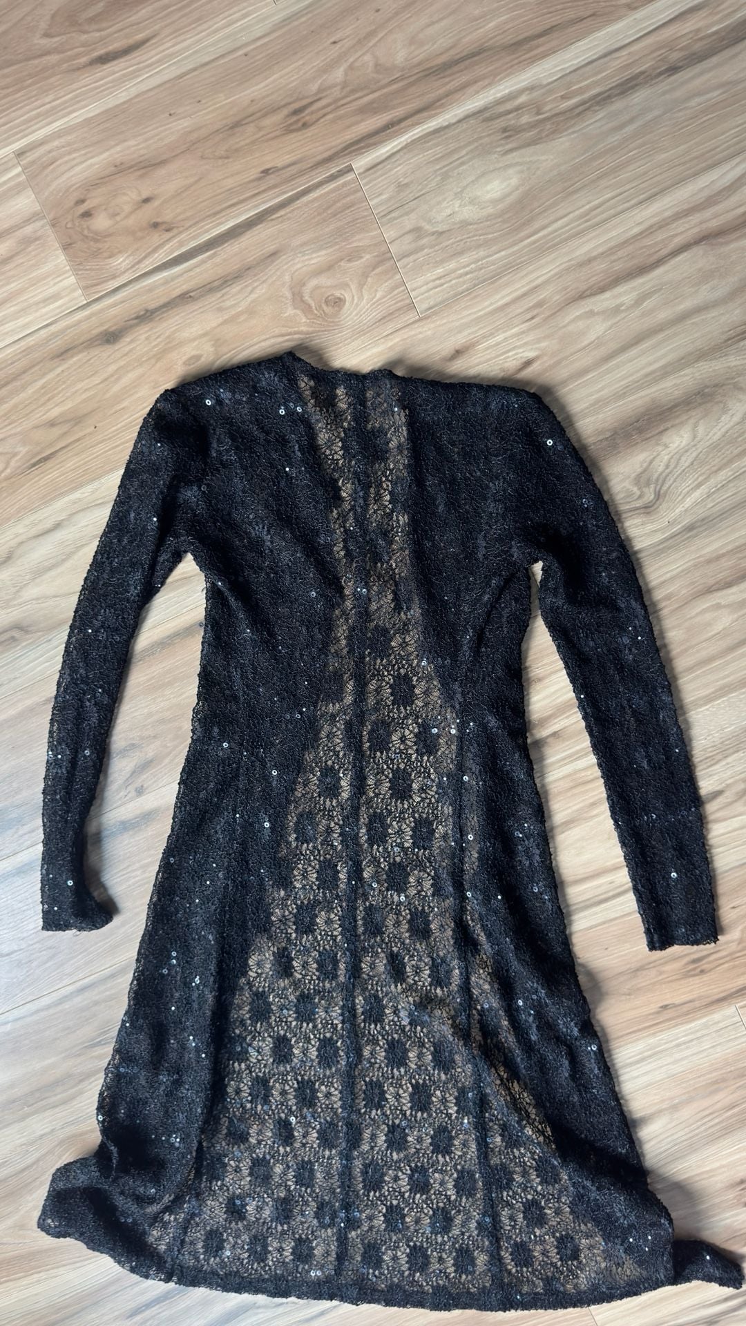 Duster Cardigan Black Lace Sequin XS/S 4