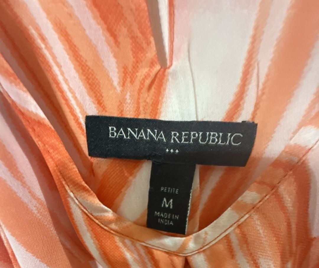 Banana Republic Halter Top Size PM Orange White Printed Sleeveless Blouse 6
