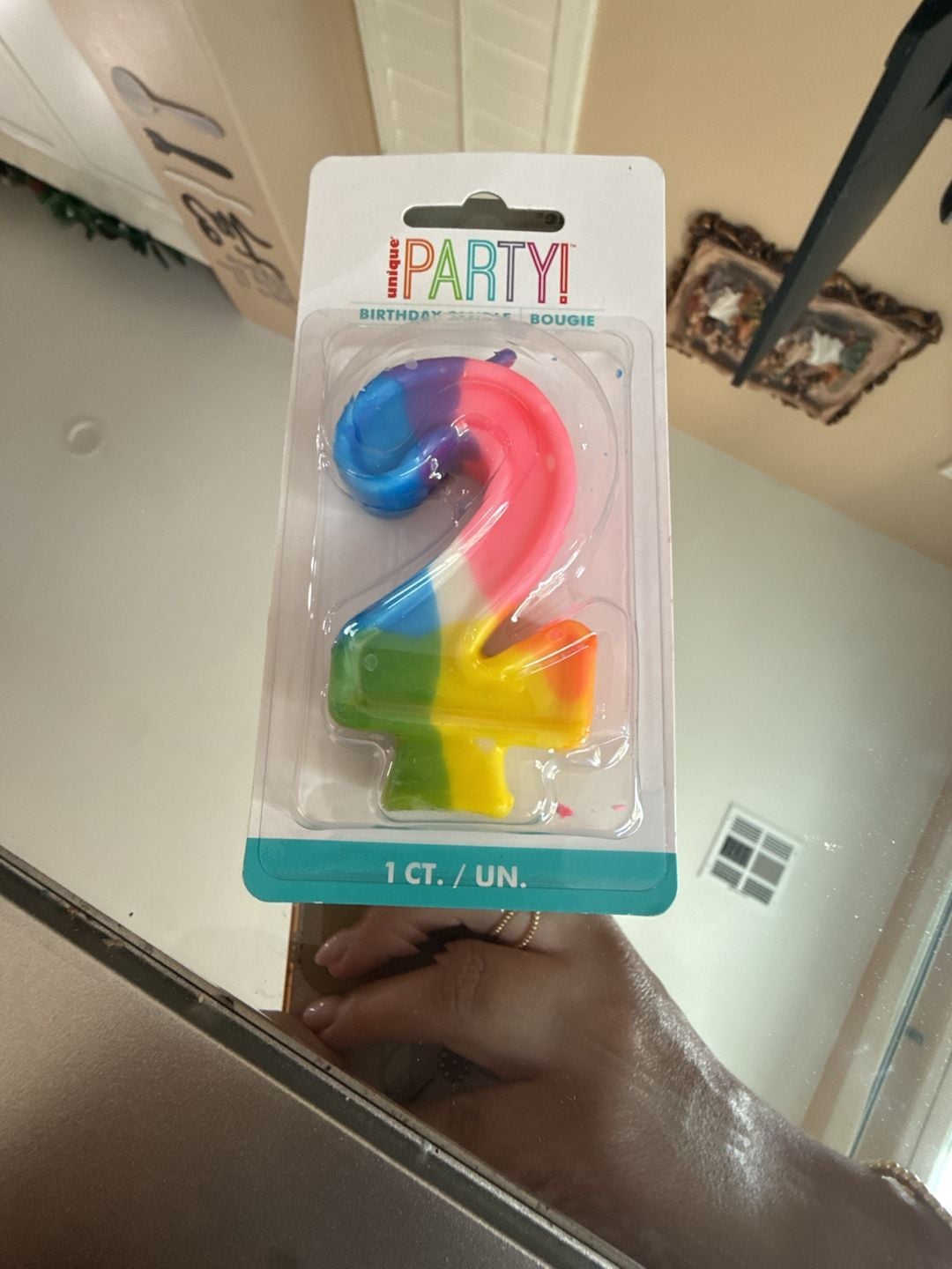 Unique Party Number 2 Birthday Candle Rainbow Tie Dye 1