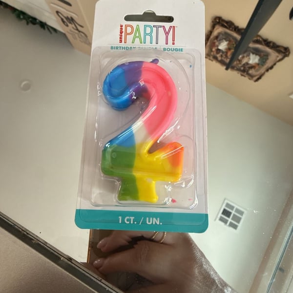 Unique Party Number 2 Birthday Candle Rainbow Tie Dye