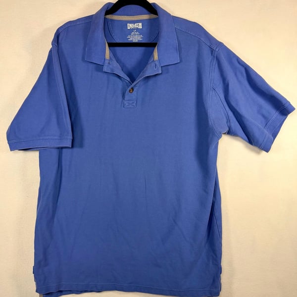 Duluth Trading Co. Men’s Polo Shirt, Large Tall, Sea Blue, 100% Cotton Short Sleeve
